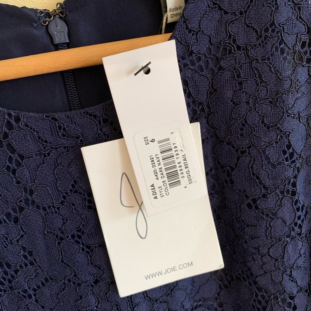 NWT Joie Navy Lace Adisa Mini Dress Size 6 - Picture 4 of 4